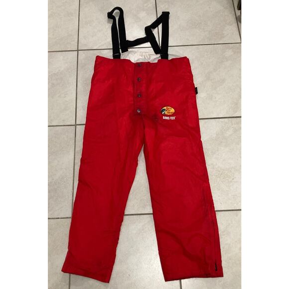Bass Pro Shops Gore-Tex Bib Pants Red Size Large Waterproof Nylon Fishing Gear - Picture 4 of 11
